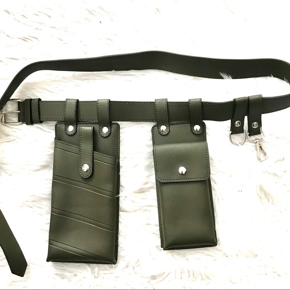 none Handbags - Khaki Green Faux Leather Utility Waist Belt none Handbags - Khaki Green Faux Leather Utility Waist Belt